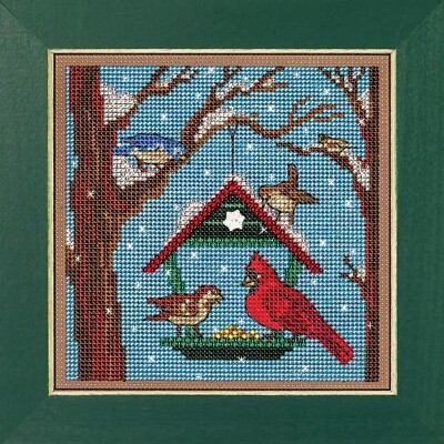 MILL HILL Buttons Beads Kit Counted Cross Stitch BIRD FEEDER Winter MH14-2332