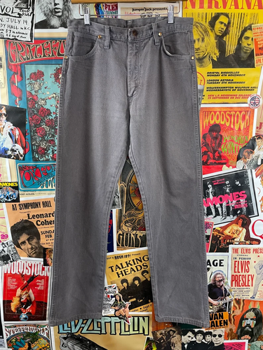 Vintage 70s-80s Wrangler Cowboy Cut 31x32 Gray Denim Jeans USA Western Rodeo - Picture 2 of 6