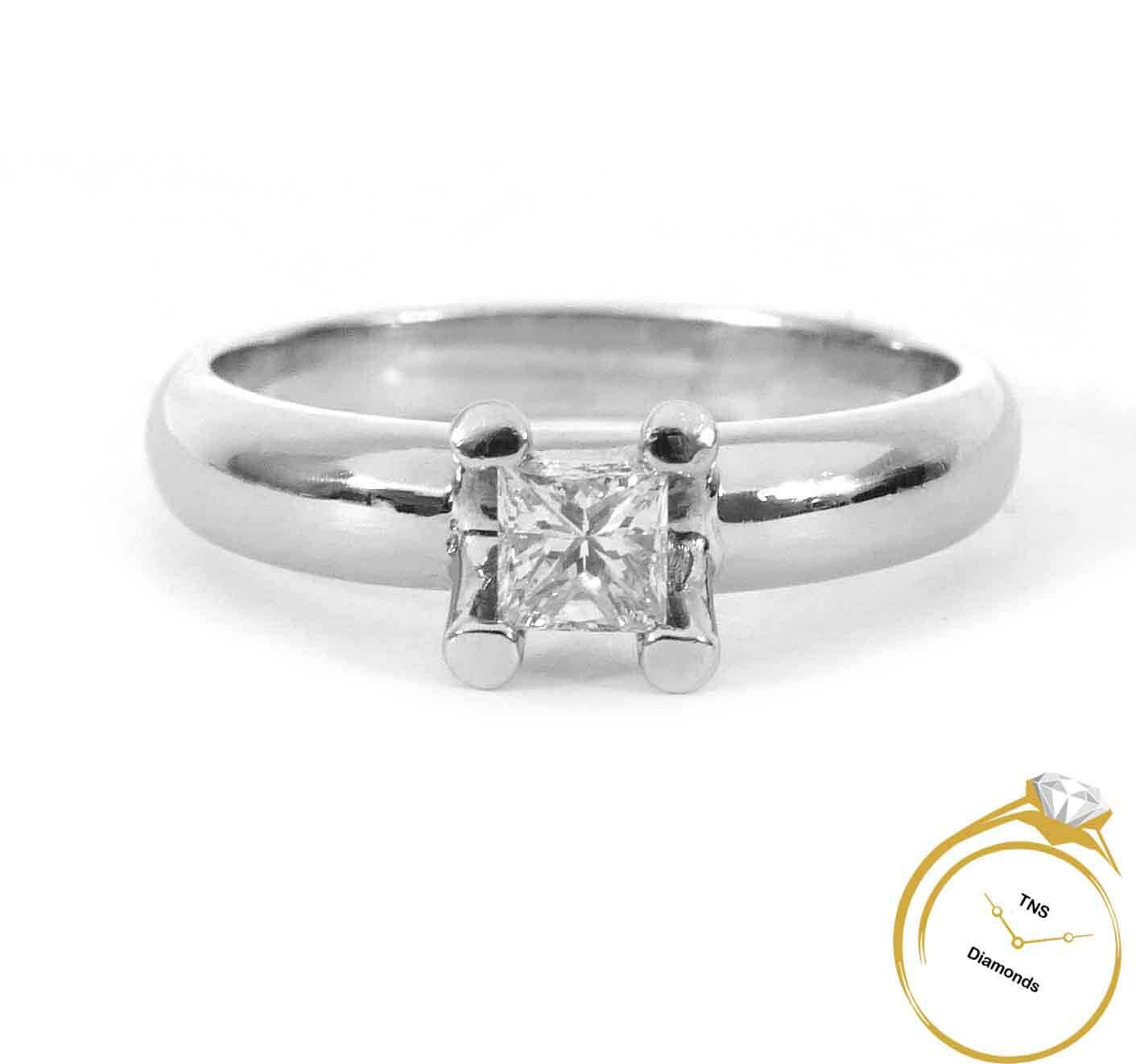 Shreyajewels 14K White Gold Finish 2.20Ct Princess Cut Diamond Wedding Ring Set, Sterling Silver