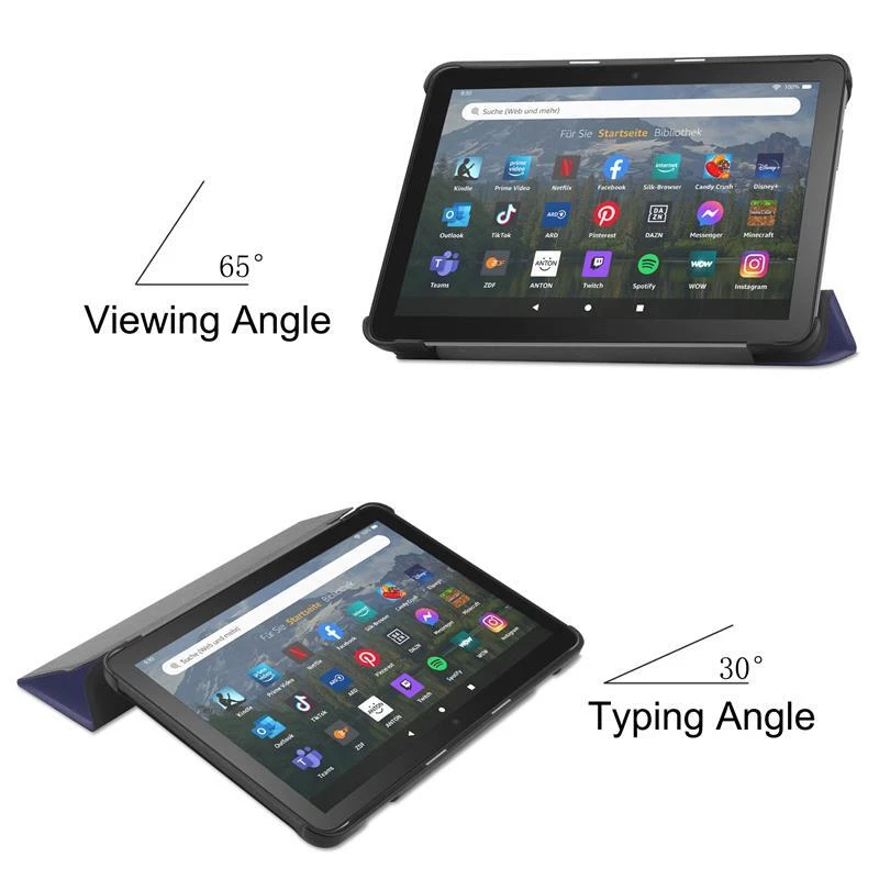 Leather Case For Amazon Fire HD 8 / 8 Plus 10th 12th Flip Stand Smart Book Cover - Image 3 of 4