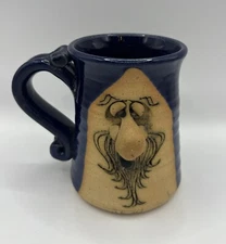 1970s Vintage PETER PETRIE Signed FUNNY UGLY FACE Bearded CUP MUG 1976 Pottery