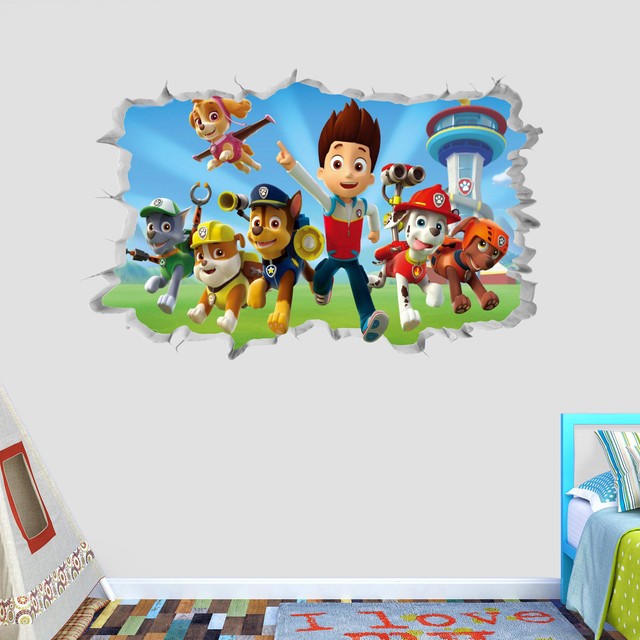 Paw Patrol Wall Decal Smashed 3D Wall Decal Sticker Vinyl Decor Nursery
