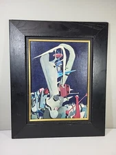 Surrealist Original Acrylic Painting by A. Ploscowe 1960s Titled " After Us"