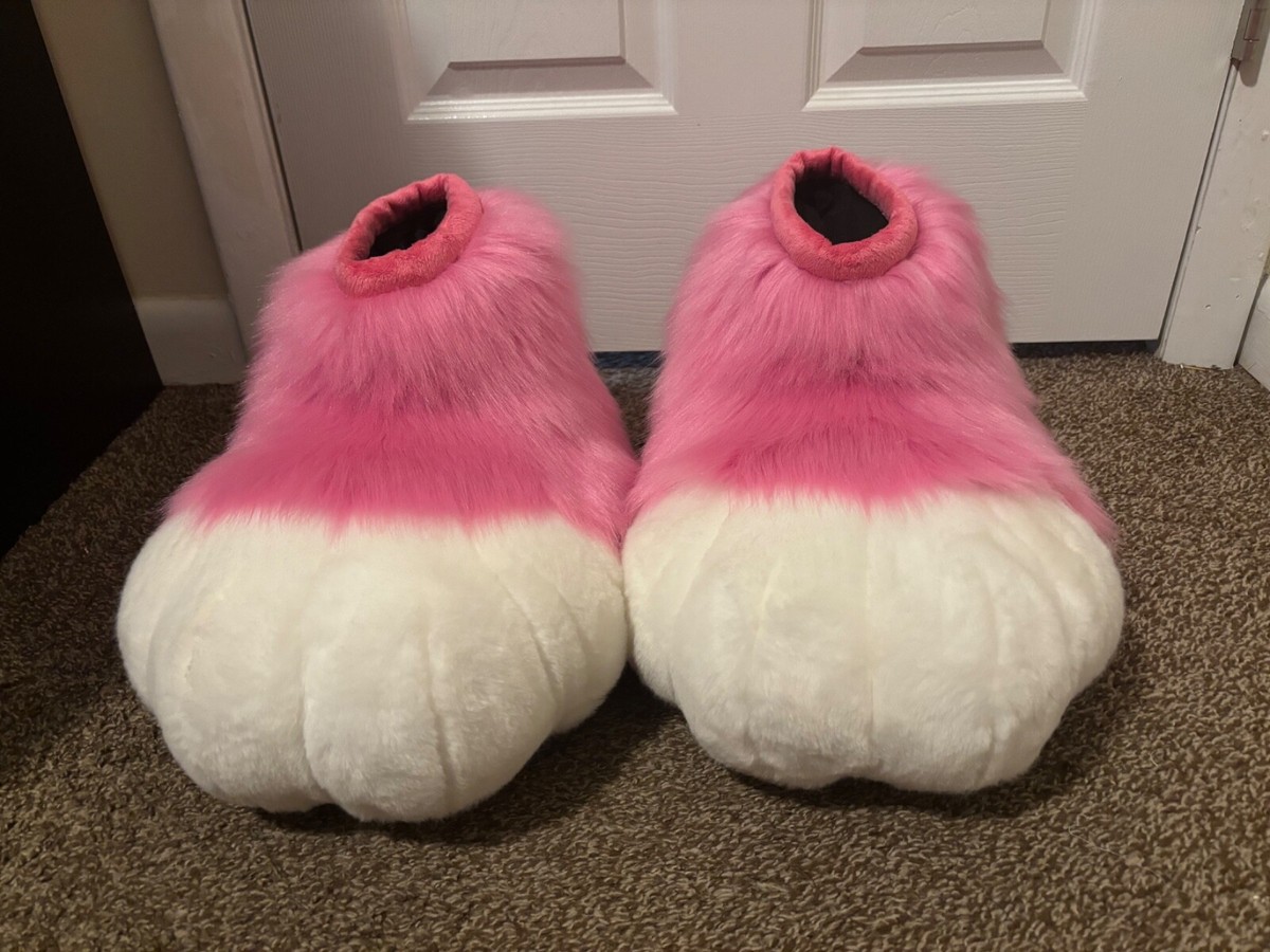 High quality pink indoor fursuit feet paws with black lining and