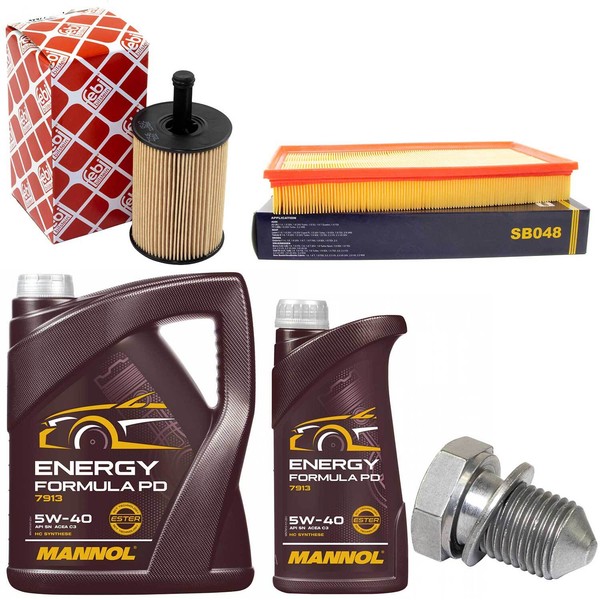 MotoröL Filter Set 5W-40 6 Liter + ÖLablassschraube FüR Vw Bora 2.8 V6 4Motion-image