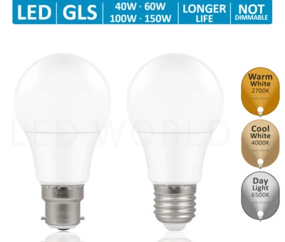 BEST LED GLS Bulb 6w=40w/8.2W=60W/15W=100 WATT BC B22 ES E27 Warm Cool White Daylight