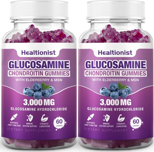 2 Packs 3000mg Glucosamine Chondroitin Gummies with MSM & Elderberry !!!!!!!!!!!