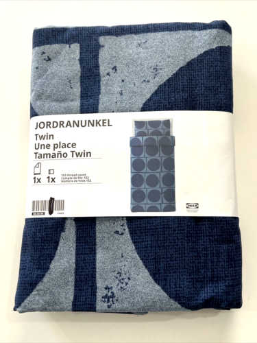 Ikea JORDRANUNKEL Twin Duvet cover and pillowcase, dark blue  NEW - Picture 1 of 6