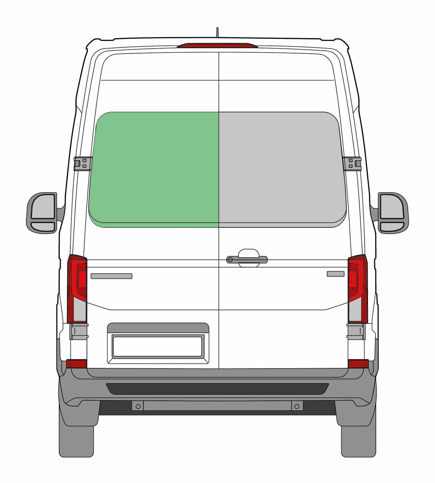 Nearside Left Rear Barn Door Window Glass Vw Crafter, 2018 On Dark Tint