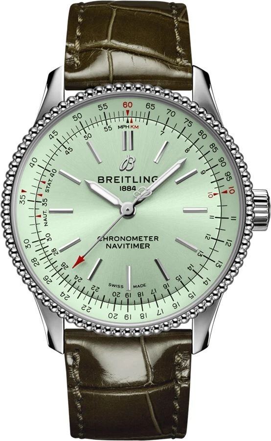 Breitling Navitimer A17395 Stainless Steel Mint Green Dial 35mm Women's Watch