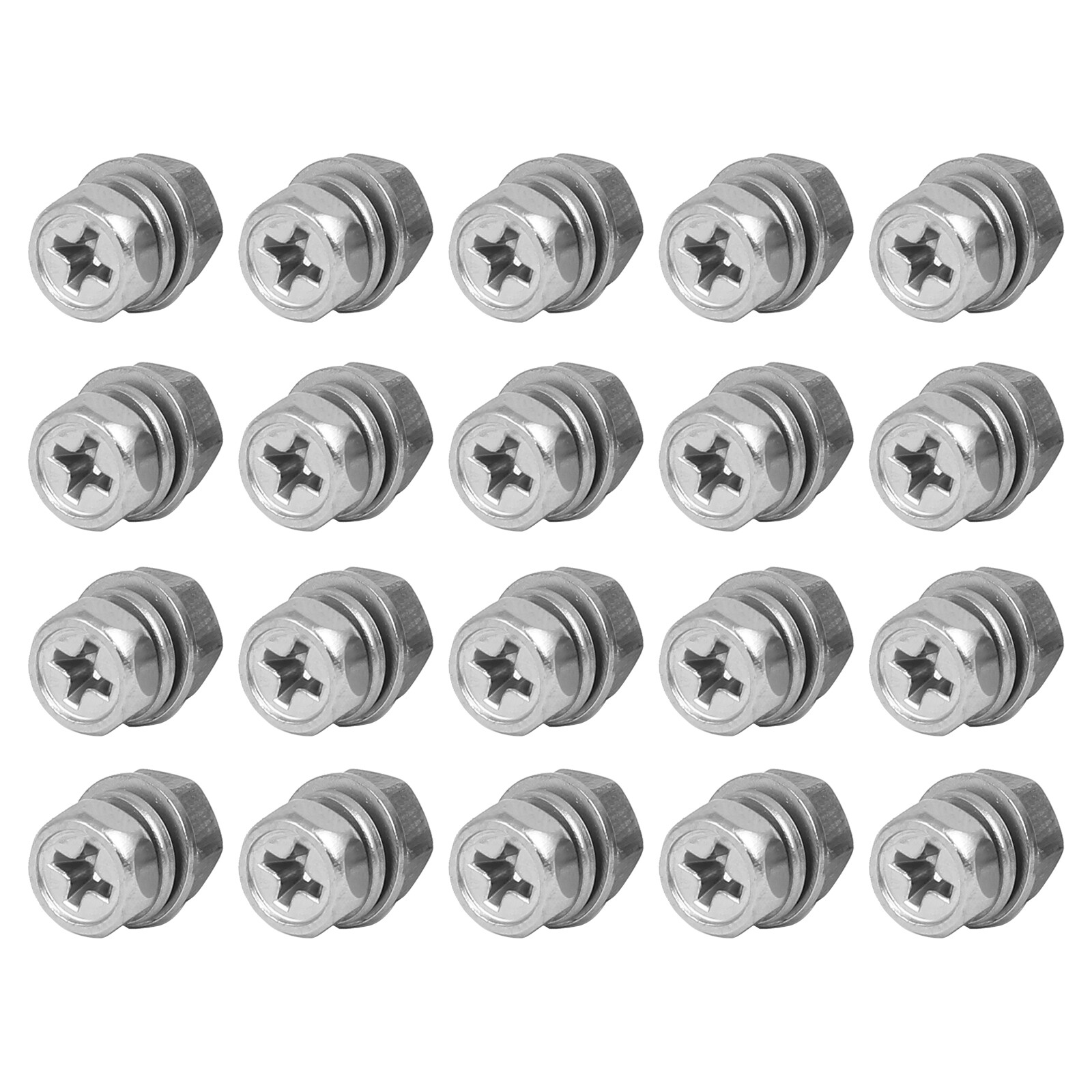 20Set M5x10mm Hex Head Fully Threaded Screw Bolts Nut with Flat and Lock Washers
