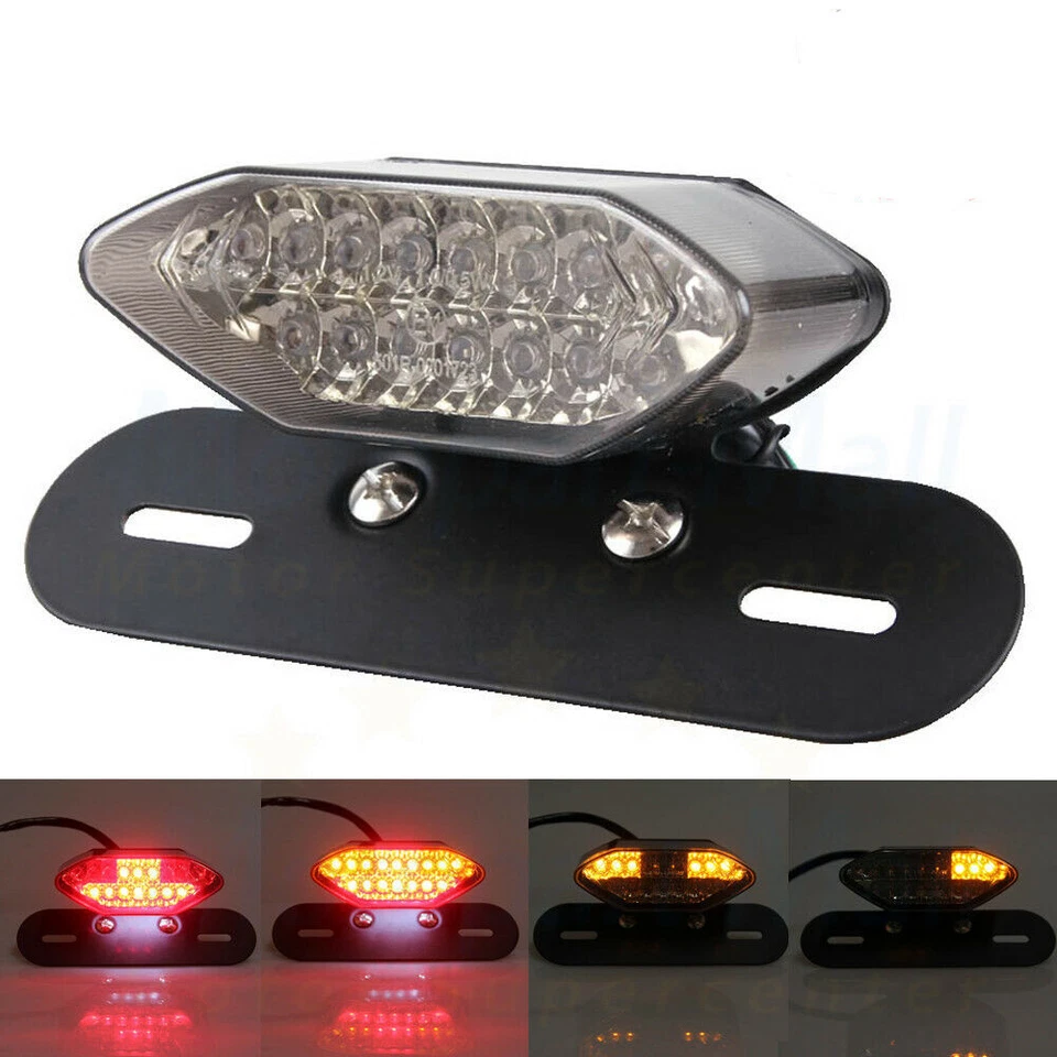 Smoke 16LED Motorcycle ATV Turn Signal Brake License Plate Integrated Tail Light Foto 2 de 4
