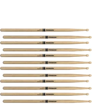 6 PACK ProMark Rebound 5A Hickory Drumsticks, Acorn Wood Tip