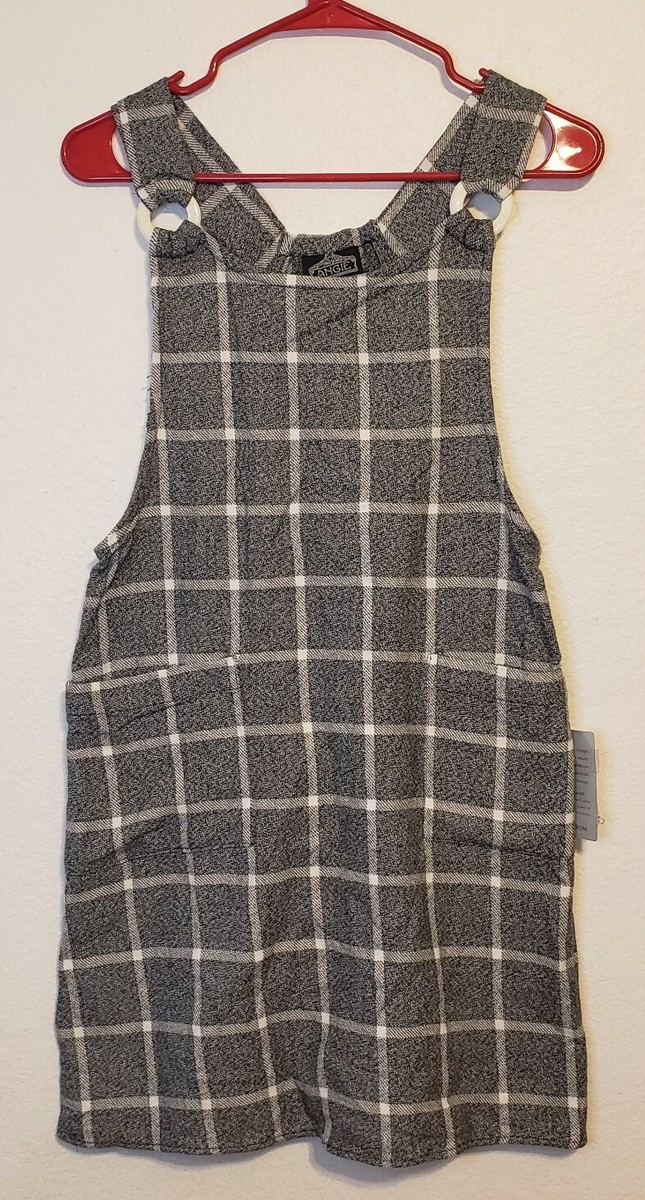 Womens Angie Plaid Overall Pinafore Mini Dress Size Small | eBay