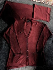 Citi by Yansi Fugel Wool/Silk/Cashmere  Button Front  cardigan w/scarf