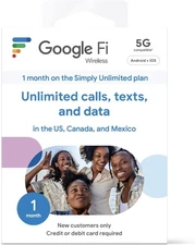 Google Fi 5G Unlimited Calls/Texts/Data SIM Kit Within the US, Canada and Mexico