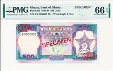 Bank of Ghana Ghana 500 Cedis 1986 Specimen PMG  66EPQ