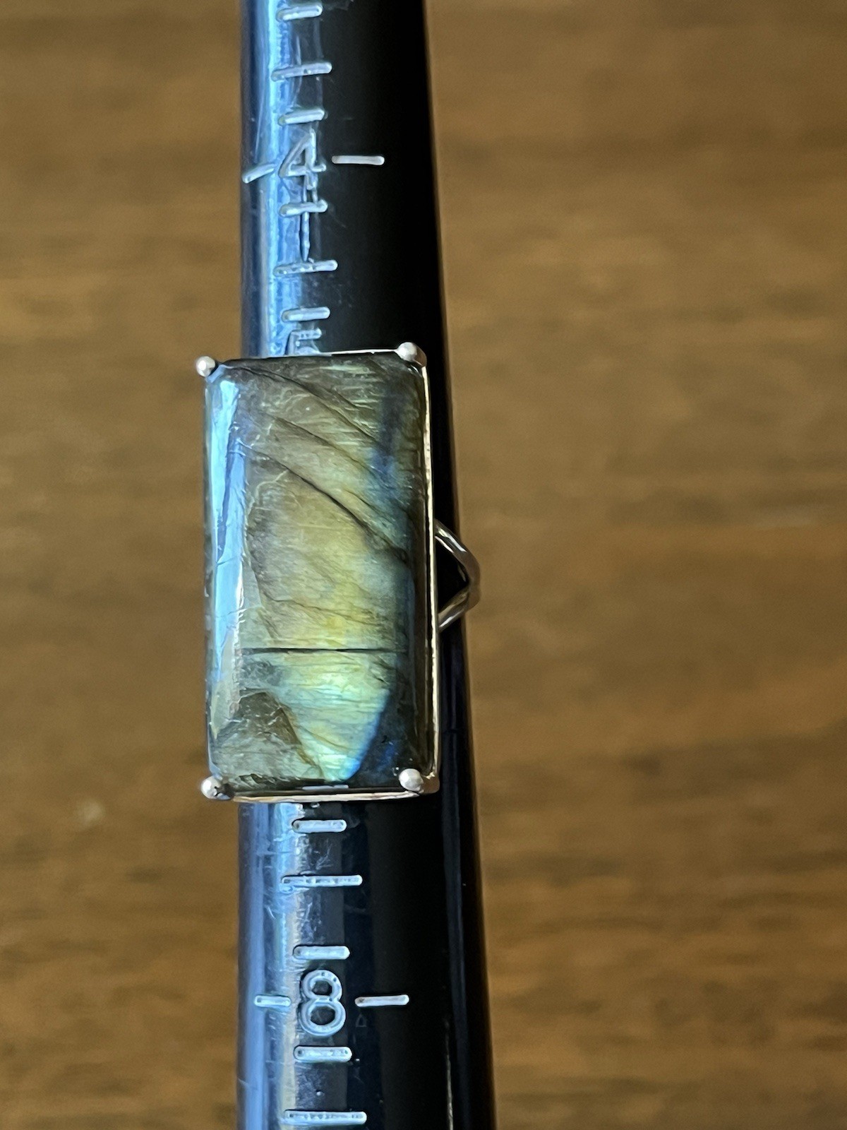 sterling silver large rectangular labradorite rin… - image 3