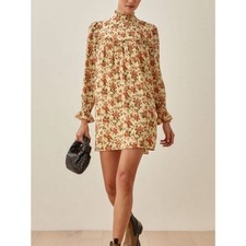 REFORMATION Jourdan Ruffled Floral-print CrepeMini Dress In Varenna Size Small