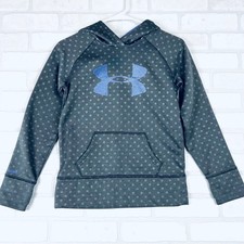 Under Armour Hoodie Gray Polka Dot Logo Thumb Hole Pullover - Youth Medium