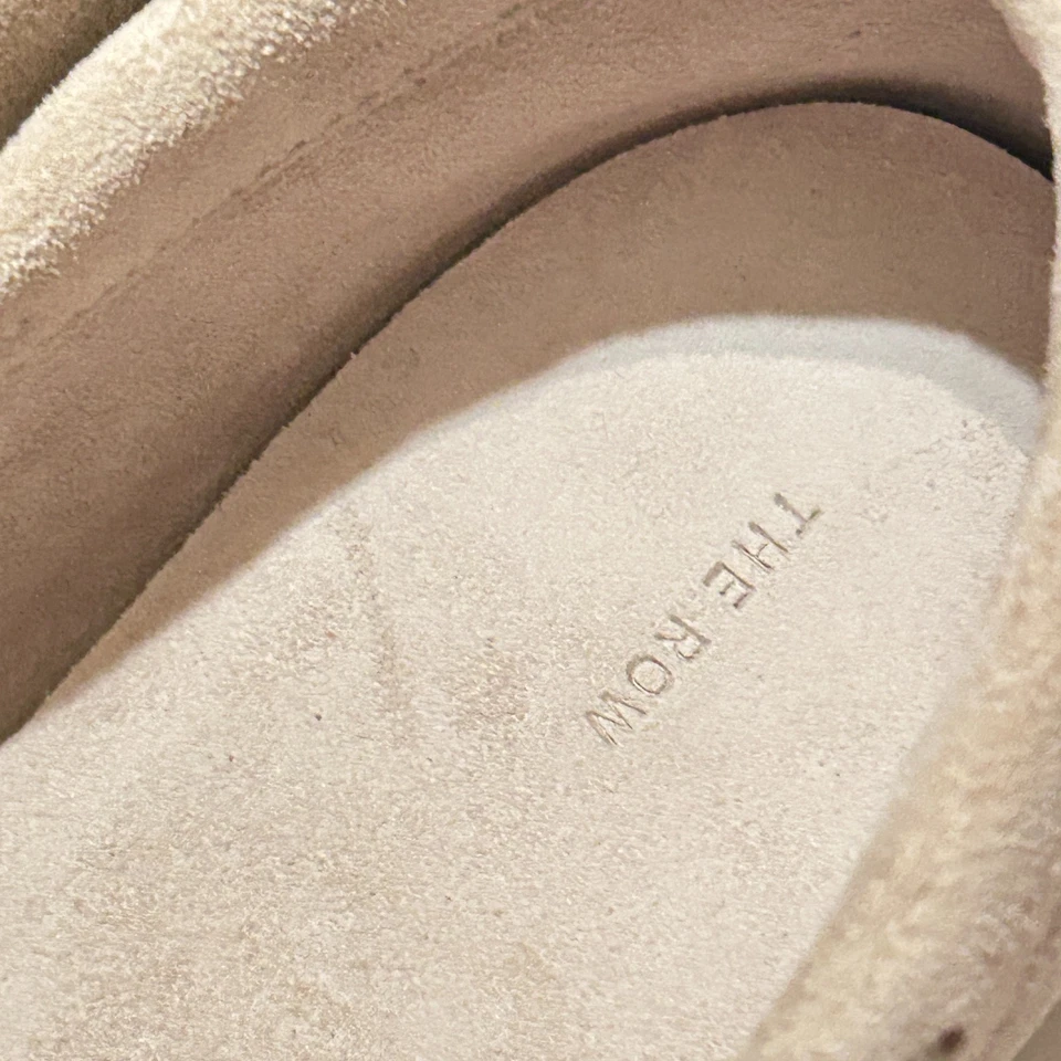 Женские замшевые мокасины The Row размер 39 кремовая кожа без застежек с носком как у мокасин - Изображение 2 из 4