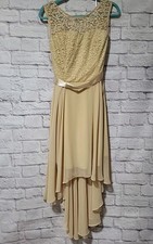 Berry Love Dress Lace Sweetheart Illusion Tie Waist Full Flowy Feminine Beige L