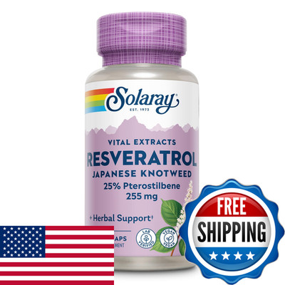 Solaray Super Resveratrol W/Pterostilbene Veg Cap Btl-Plastic 250Mg 30Ct 84652