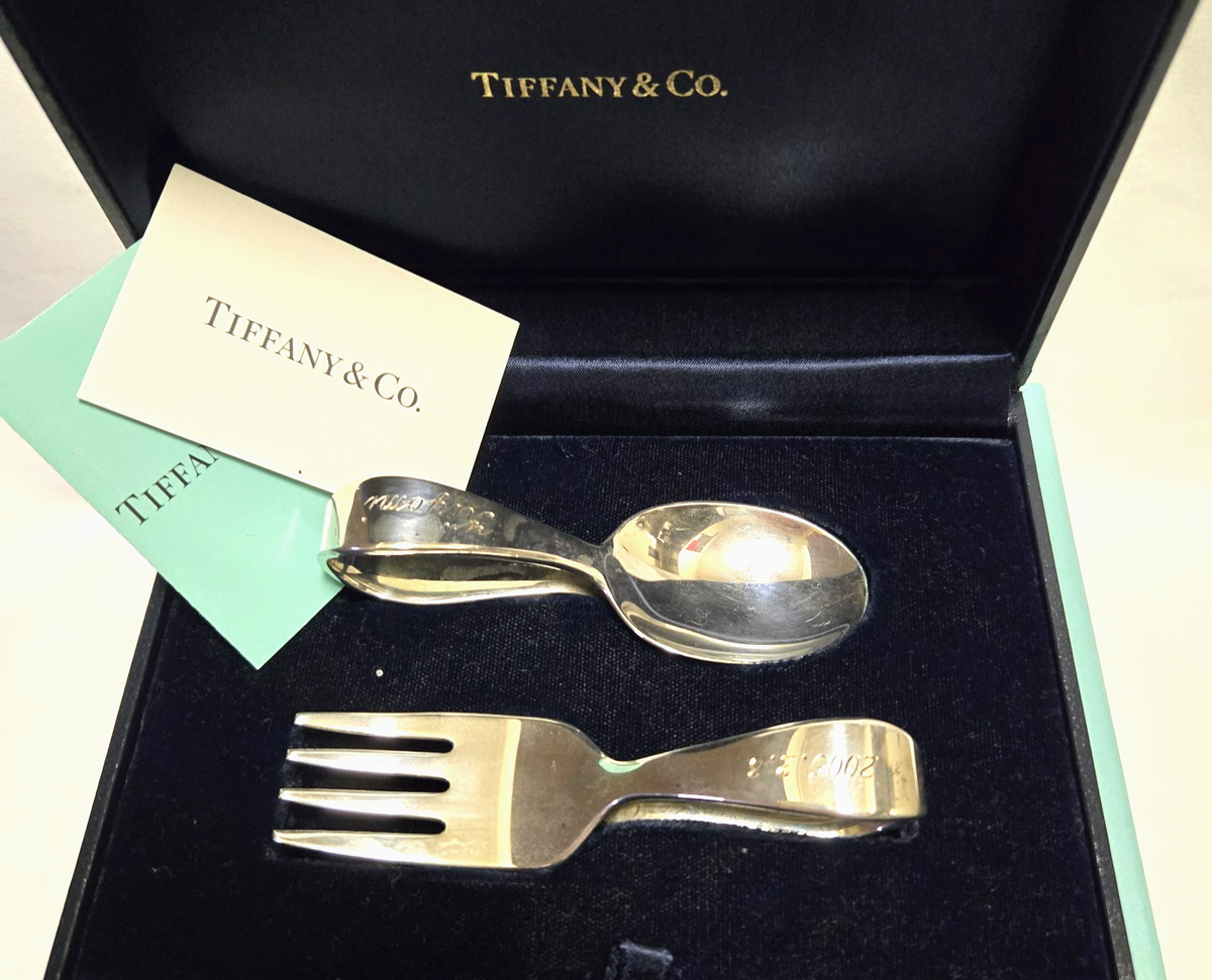 希少✨Tiffany ループ ベビーフォーク SV925 silver シルバー TIFFANY & CO. Baby Fork and Spoon Set Silver 925 With Box Bag 76g