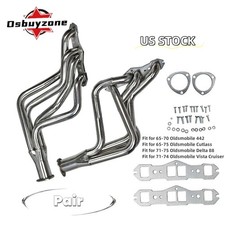Pair Stainless Steel Header Manifold Exhaust For 65-74 Old 442cutlassdelta New