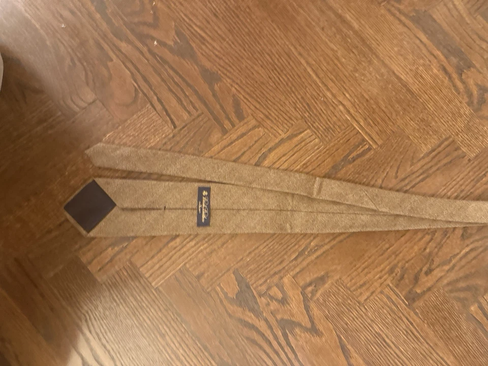 Corbata Brooks Brothers Saxxon para hombre espiga 100 % lana marrón tostado EE. UU. Foto 3 de 4