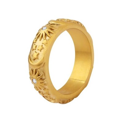 Ring Sonne Mond gold Edelstahl Damenring Geschenkidee Freundin Valentinstag