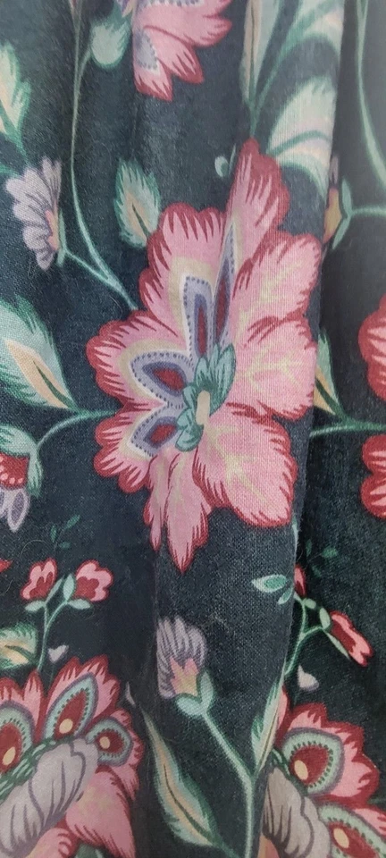 Cortina Waverly Duralee Floral Vid Patrón Jardín Inglés Años 80 Negro Rosa De Colección Foto 4 de 4