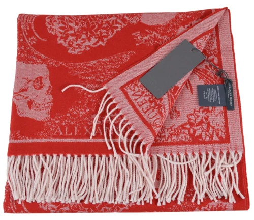 New Alexander McQueen 527942 $875 Large Wool Cashmere DREAMING SKULL Scarf Wrap