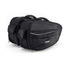 BikeTek Motorcycle Soft Luggage Panniers Waterproof Pannier 76L Capacity Black