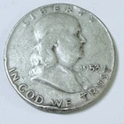 1953 D Franklin Half Dollar, 90% Silver Circulated Coin #7375