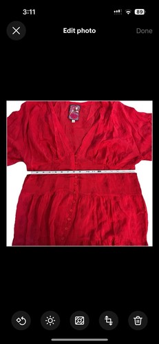 Abito Johnny Was Bonnie Adenium grande rosso occhiello ricamato boho floreale femminile - Foto 12 di 17