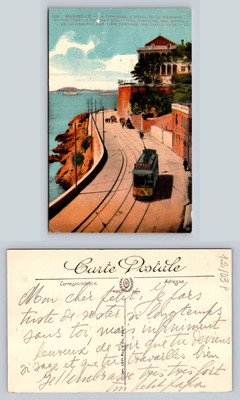 Marseille Hotel de la Reserve Postcard Vintage Streetcar Coastal View