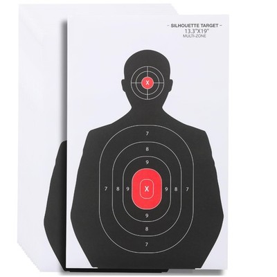 50 Pack Paper Shooting Targets 14x22 Inch -Large Silhouette 50 Pack, White