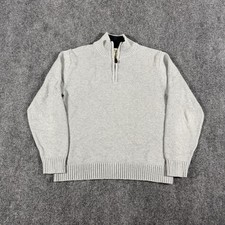 Vintage LL Bean Sweater 1/4 Zip Mens Size Medium Knit Grey Cotton Pullover