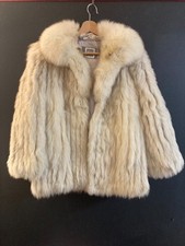 80s/90s Vintage SAGA FOX Real Blue Fox Fur Luxury Coat Soft Ivory Size Medium