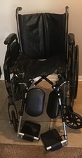 Medline Comfort Driven Wheelchair with Full-length Arms and Elevating Leg Rests,