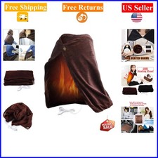 USB Heated Fleece Shawl Wrap for Adults, Coffee Color, 45x80cm, Warm, Soft