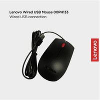 Lenovo 00PH133 Essential Wired USB Mouse Black Red Scroll Wheel Optical 1600DPI