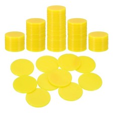 100Pcs 1 Inch Poker Chips, Bingo Chips Learning Counters, Yellow, Flat