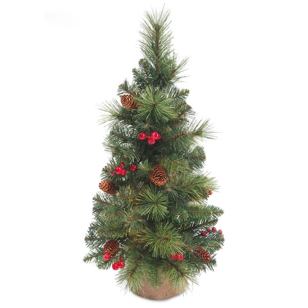 Artplants KüNstlicher Mini Weihnachtsbaum Bukarest, GeschmüCkt, 45Cm, Ø 25Cm-image