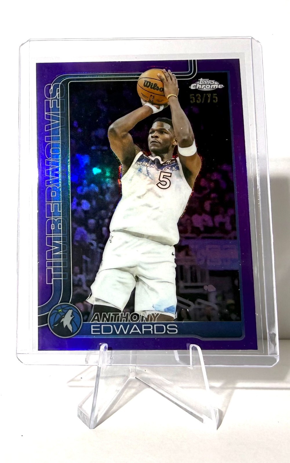 Anthony Edwards 2025 Topps Chrome #151 Purple Refractor /75 Price 