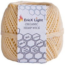 Beeswax Hemp Wick,200 ft Spool, Organic Hemp Wick Well Coated with Beeswax,St...