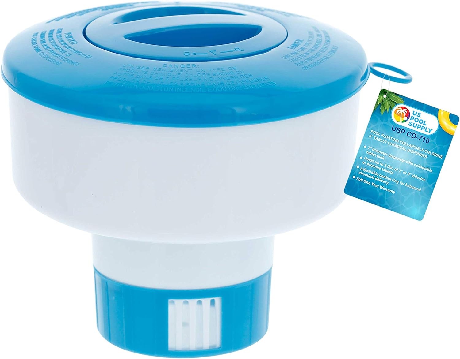 U.S. Pool Supply Floating Collapsible Chlorine 3" Tablet Dispenser