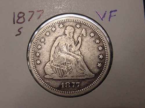 1877-S SEATED LIBERTY QUARTER VF POPULAR DATE NICE ORIGINAL COIN