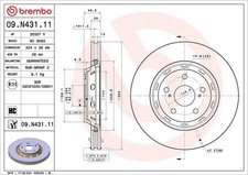 2x BREMBO Bremsscheibe 09.N431.11 für TOYOTA